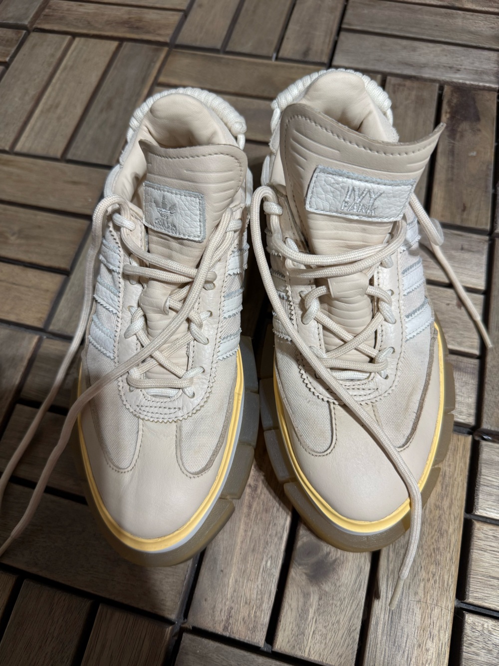 IVY PARK Cream and Yellow-Trim Chunky Lace-Up Sneakers
